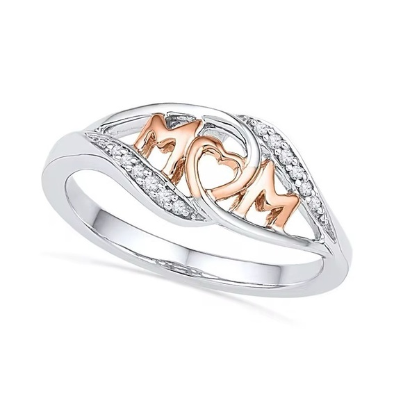 Jewelry - Elegant 925 Sterling Silver and Gold 'Mom' Ring